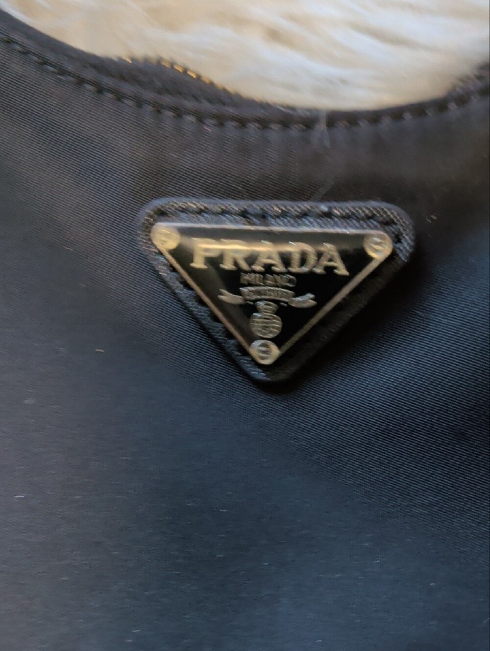 Prada Black Nylon Mini Shoulder Bag with Logo Plaque - Picture 7 of 9